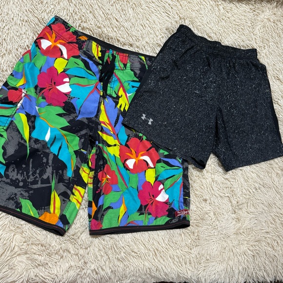 Quicksilver Surf Boardshorts Floral & UnderArmour Shorts - Picture 1 of 10